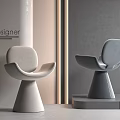 Modern Leisure Chairs With Curved Backrest Cone Shaped Base In Light And Dark Gray