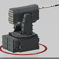 Naval Close In Defense Weapon System With Grey Launcher Radar Base And Red Ring 3d model