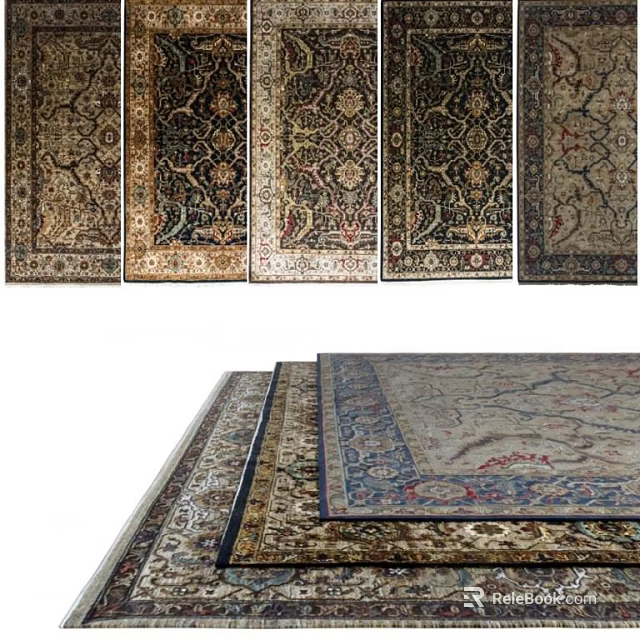 Square Rugs with Intricate Patterns and Traditional Designs for Home Decor 3d model