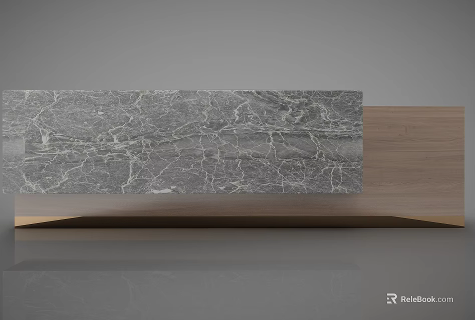 Elegant Modern Reception Desk With Marble Countertop Wooden Base And Sleek Surface 3d model 