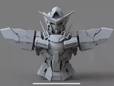 Mechanical Sci Fi Bust Design With Angular Armor And Geometric Structure 3d model