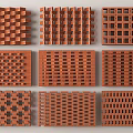 Red Brick Room Dividers With Various Decorative Patterns And Design Styles 3d model
