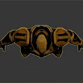 Orange Black Armored Sci Fi Warrior Character With Glowing Blue Chest