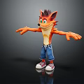 Cartoon Fox Character 3D Model With Orange Fur Green Eyes Blue Jeans Red White Sneakers