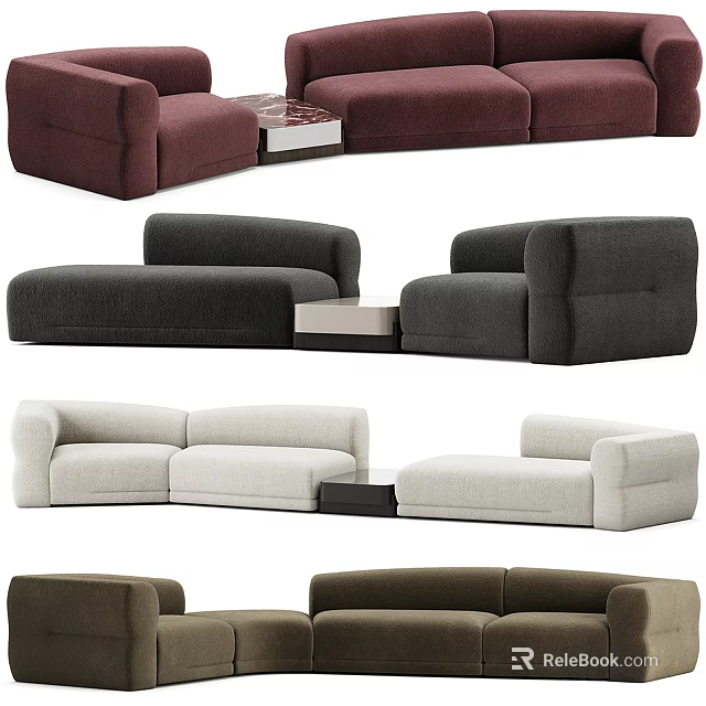 Modern Modular Sectional Sofas In Multiple Colors With Plush Cushions And Stylish Design 3d model