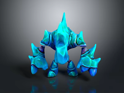 Ethereal Blue Crystal Spiked Creature Character With Mythical Fantasy Limb Structure 3d model