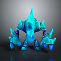 Ethereal Blue Crystal Spiked Creature Character With Mythical Fantasy Limb Structure