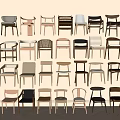 Various Designed Single Chairs With Different Wooden Styles And Backrest Shapes