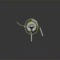 3D Rendered Futuristic Mechanical Device With Green Gray Exterior And Wing Like Structures