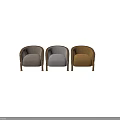 Elegant Gray Single Sofa with Golden Metal Trim and Plush Velvet Upholstery