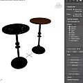 Modern Stylish Round Side Tables With Shiny Silver Metal Base And Natural Wood Marble Tabletops