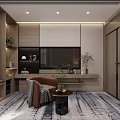 Modern Hotel Guest Room Interior With Wooden Elements Sofa TV Rug And Decorative Plants