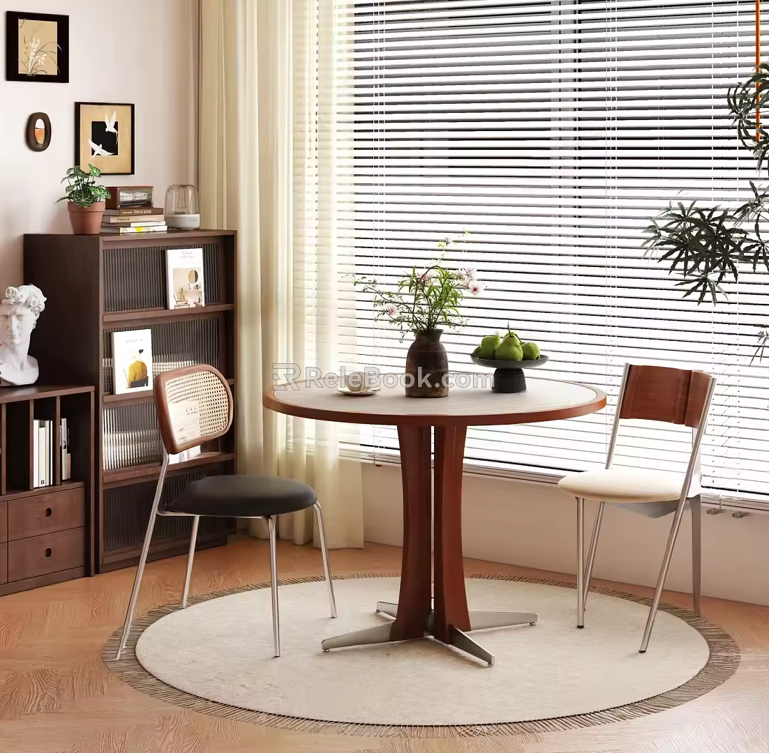 Middle-style dining tables and chairs 3d model