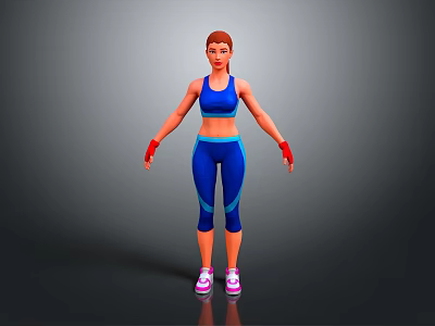Modern Female Sportswear Female Warrior Female Foot Fighter Woman 3d model