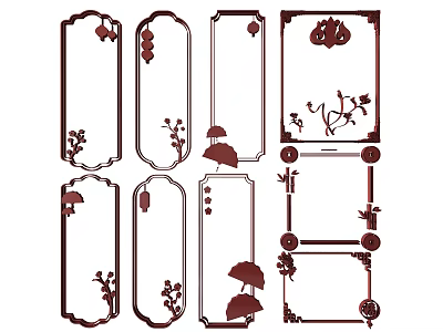Intricate Carved Decorative Frame Designs Featuring Floral Leaf And Vine Motifs 3d model