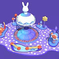 Colorful Rabbit Themed Photo Spot With Purple Background Umbrella Structure Mushrooms And Balloons