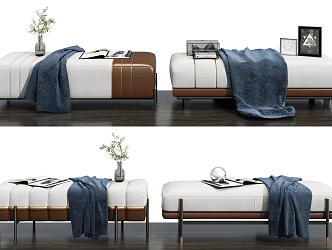 Modern bed end stool pedal bed end stool combination 3d model