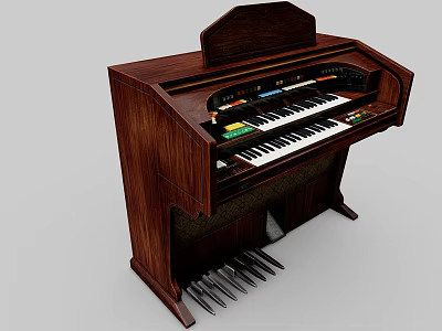 Vintage Wooden Organ With Multiple Keyboards Pedals And Classic Retro Design 3d model