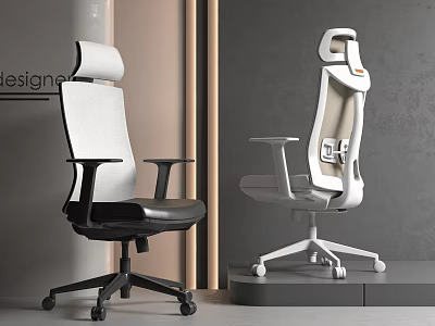 Ergonomic Office Chairs With Breathable Mesh Back And Adjustable Armrests In Modern Interior 3d model