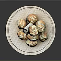Freshly Baked Fluffy Golden Pastry Bites On Round Wooden Platter