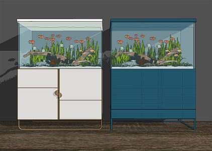 modern fish tank aquarium 3d model