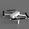 Modern White Unmanned Aircraft With Four Propellers Black Blades And Orange Accents