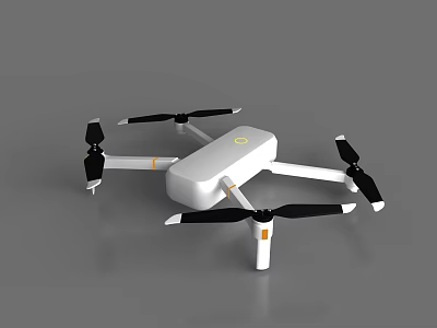 Modern White Unmanned Aircraft With Four Propellers Black Blades And Orange Accents 3d model
