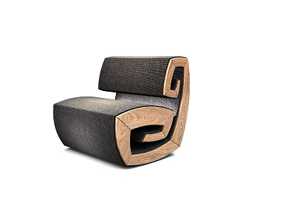 Modern Single Sofa With Gray Upholstery And Unique Wooden Frame For Living Room Decor 3d model