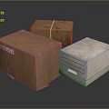 Household Storage Boxes With Brown Cardboard Red Labels And White Drawer Design