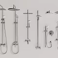 Modern Stainless Steel Shower Systems Featuring Rainfall Heads Handheld Sprayers And Brackets 3d model