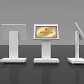Public Facilities Information Display Stand Featuring White Pillar And Golden Panel 3d model