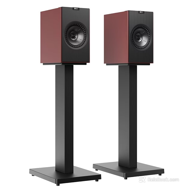 Red Audio Speakers With Black Stands Modern Design For Home Use 3d model 