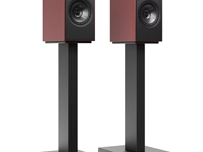 Red Audio Speakers With Black Stands Modern Design For Home Use 3d model