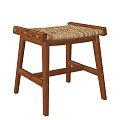 Wooden Stool Featuring Woven Seat And Sturdy Solid Wood Construction Design