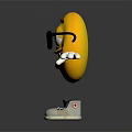 Yellow Smiley Face Decorative Figurine Set Wearing Black Sunglasses White Hands And Gray Shoes