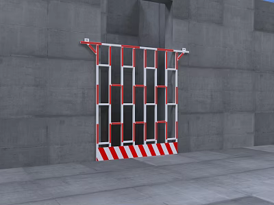 Red And White Striped Road Safety Barriers For Construction Site Protection 3d model