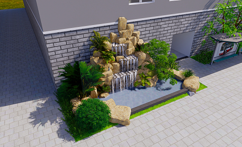 Modern pool rockery pool 3d model