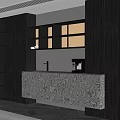 Modern Sideboard With Marble Pattern Cabinet Open Shelves And Coffee Machine 3d model