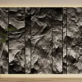 Natural Rock Texture Wall Decor With Multiple Panels And Potted Plant