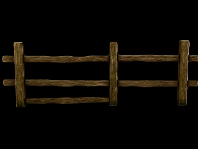 Ancient Wooden Fence Structure With Rustic Log Posts And Horizontal Rails 3d model