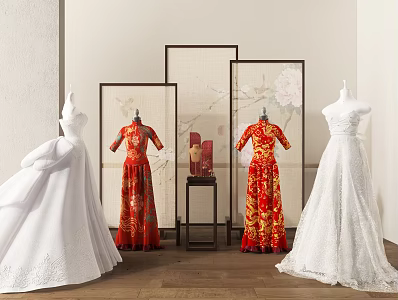Wedding dress Xiuhe cheongsam skirt dress wedding photography 3d model
