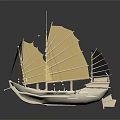 Traditional Wooden Sailing Boat Model With Yellow Sails As Classic Water Transport