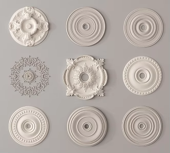 European-style carved plaster lamp panel 3d model