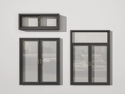 Modern Sliding Windows Design With Black Frames Glass Panels And Various Styles 3d model