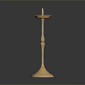 Golden Metal Candlestick With Tall Standalone Design And Classic Base On Dark Background