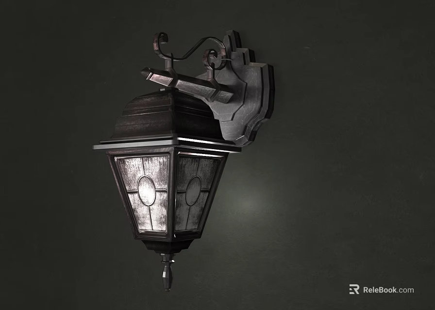 Classic Vintage Wall Lamp With Metal Frame And Glass Shade Design 3d model 