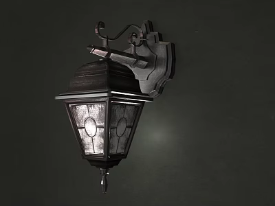 Classic Vintage Wall Lamp With Metal Frame And Glass Shade Design 3d model