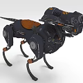 Mechanical Dog Robot With Futuristic Cybernetic Design Metallic Structure And Orange Accents