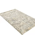 Modern Square Rug With Abstract Line Patterns In Beige And Gray Tones