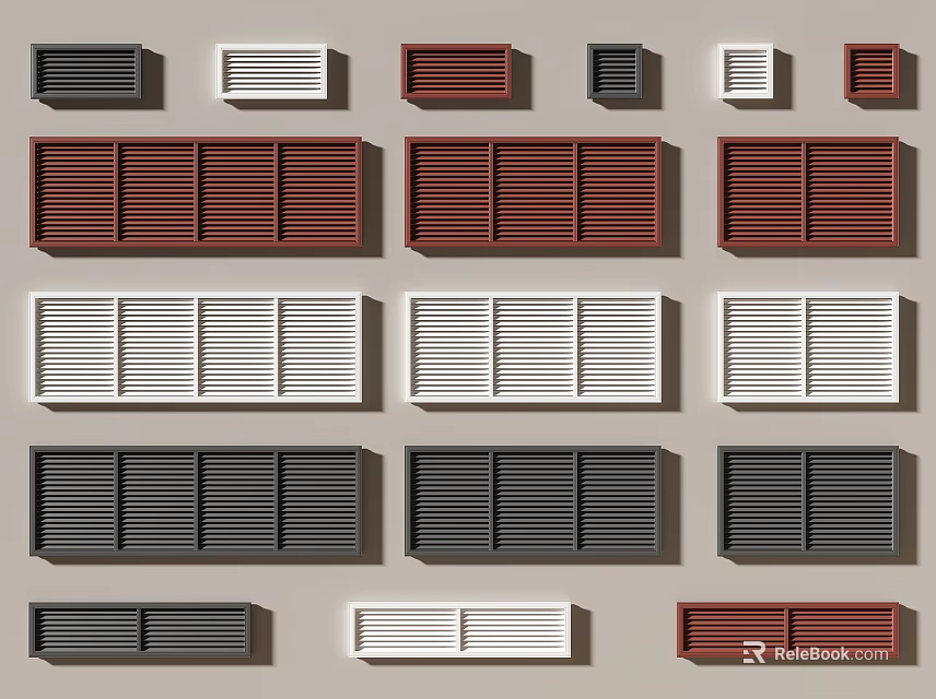 Window Shutters in Various Colors and Different Styles for Home Interior 3d model